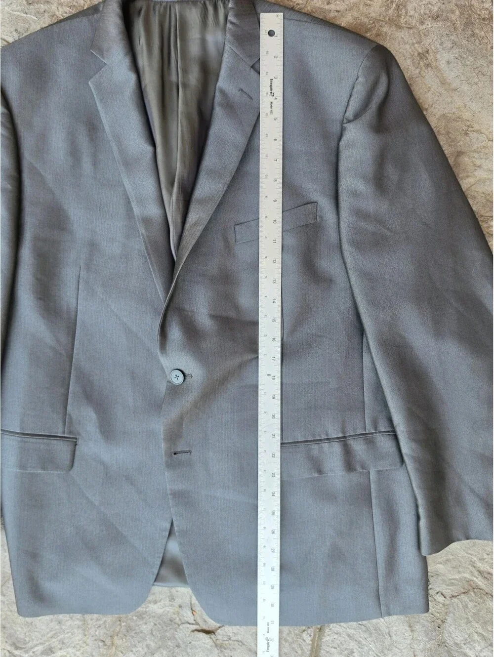 Calvin Klein Mens Blazer 46R Gray Herringbone 2 Button Sport Coat Suit Jacket